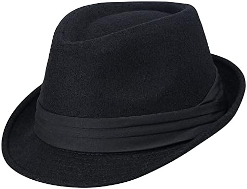Kids-Felt-Fedora-Trilby-Gangster-Hat Toddler-Boys Panama Derby Manhattan Cuban Hat Jazz-Cap(Size 6 5/8 for 2-6T)