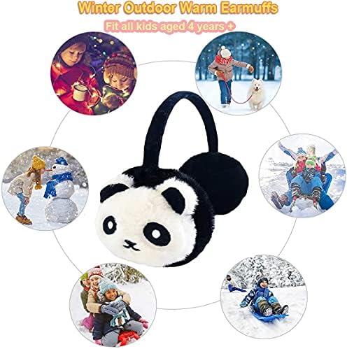 Kids Furry Winter Earmuffs Cute Fox Plush Faux Fur Earmuffs Girls Boys Soft Warm Fleece Cushioned Ear Warmers Earflaps Ears Protector Children Warm Ear Covers Xmas Gift Winter Birthday Gift