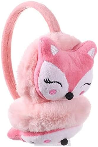 Kids Furry Winter Earmuffs Cute Fox Plush Faux Fur Earmuffs Girls Boys Soft Warm Fleece Cushioned Ear Warmers Earflaps Ears Protector Children Warm Ear Covers Xmas Gift Winter Birthday Gift