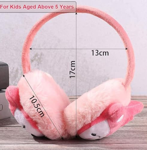Kids Furry Winter Earmuffs Cute Fox Plush Faux Fur Earmuffs Girls Boys Soft Warm Fleece Cushioned Ear Warmers Earflaps Ears Protector Children Warm Ear Covers Xmas Gift Winter Birthday Gift