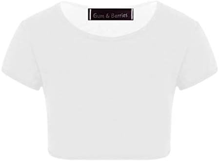Kids Girls Neon Fluorescent Plain Short Sleeve Crop Tops T-Shirt Tee Top Dance Wear Gymnastic Fancy Dress Age 3-14 Years