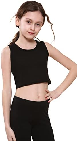 Kids Girls Neon Fluorescent Vest Crop Tops T-Shirt Tee Top Dance Wear Gymnastic Fancy Dress Age 5-14 Years