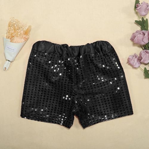 Kids Girls Sequin Shorts Sequin Dance Shorts Hip Hop Jazz Dance Shorts Sparkly Sequins Elastic Waist Shorts Party Shorts Gymnastics Bottoms Stage Performance