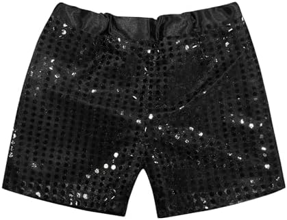 Kids Girls Sequin Shorts Sequin Dance Shorts Hip Hop Jazz Dance Shorts Sparkly Sequins Elastic Waist Shorts Party Shorts Gymnastics Bottoms Stage Performance