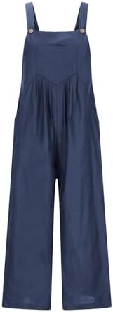 Kids Girls Wide Strap Casual Dungarees Sleeveless Wide Leg Long Jumpsuits Youth Teen Summer Loose Romper With Pockets Teen Girl Solid Wide Strap Wide Leg Dungarees