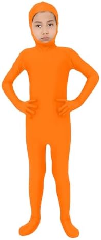 Kids Open Face Spandex Halloween Bodysuit Unisex Stretch Plain Unitard Child Cute Festival Full Body Suit Orange Jumpsuit Funny Full Body Suits Party Performance Outfits