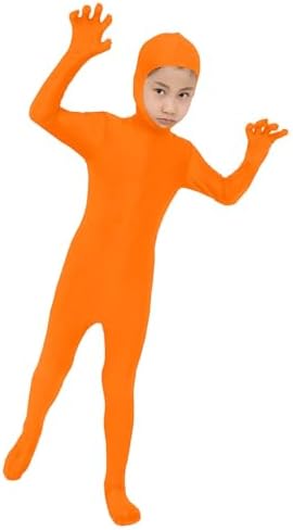 Kids Open Face Spandex Halloween Bodysuit Unisex Stretch Plain Unitard Child Cute Festival Full Body Suit Orange Jumpsuit Funny Party Performance Outfits Carnival Fancy Dress For Boys Girls