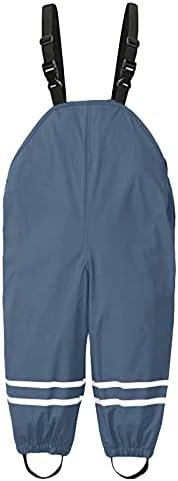 Kids Rain Trousers Waterproof Boys Dungarees Reflective Strips Adjustable Braces Girls Lightweight Overalls Mud Jumpsuit Windproof Toddler Rain Pants Plain Breathable Spring Outdoor