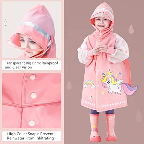 Kids Raincoats Waterproof Rain Jacket Hooded Rain Poncho Toddler Boys Girls Rain Suit Reusable Rainwear With Backpack Cover 3-8 Years