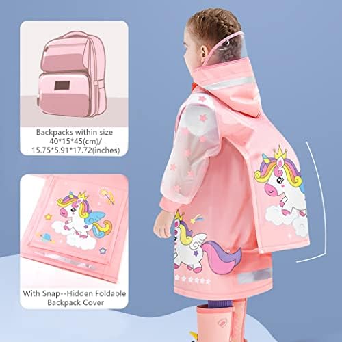 Kids Raincoats Waterproof Rain Jacket Hooded Rain Poncho Toddler Boys Girls Rain Suit Reusable Rainwear With Backpack Cover 3-8 Years