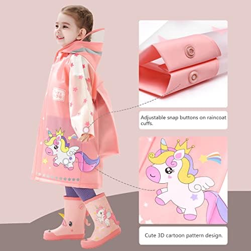 Kids Raincoats Waterproof Rain Jacket Hooded Rain Poncho Toddler Boys Girls Rain Suit Reusable Rainwear With Backpack Cover 3-8 Years