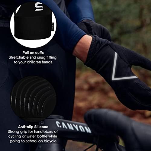 Kids Running Sports Gloves Cycling Boys Winter Touch Screen Thermal Children Girls Windproof Outdoor Anti-slip Gloves Warm Bike Riding Football Walking Ski Ages 3-10