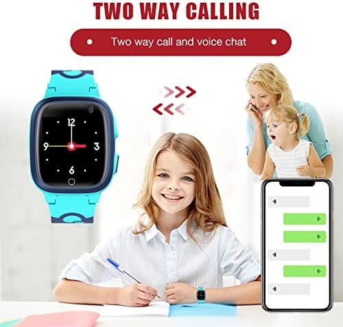 Kids Smart Watch LBS Tracker Smartwatches For Children Kids With SOS Anti-Lost Math Game Call Camera Touch Screen Game Alarm For Boys And Girls (Dark Blue)