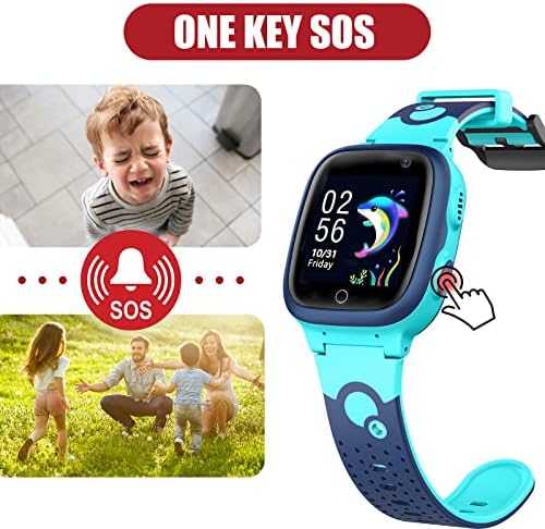 Kids Smart Watch LBS Tracker Smartwatches For Children Kids With SOS Anti-Lost Math Game Call Camera Touch Screen Game Alarm For Boys And Girls (Dark Blue)