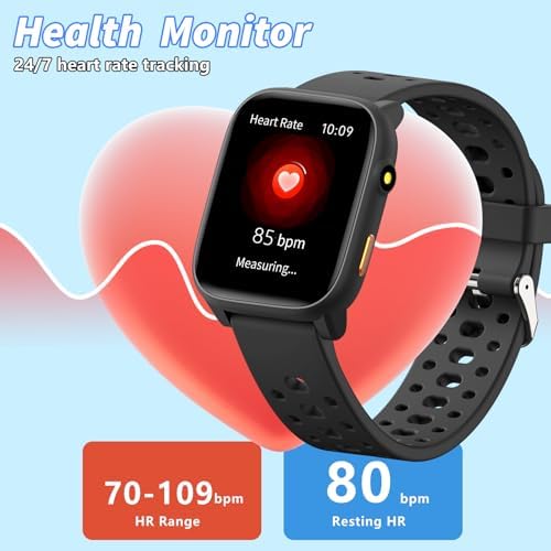 Kids Smart Watch With Puzzle Games 1.83" Kids Watches Heart Rate Sleep Monitor Pedometer Alarm Clock Flashlight Gift For 6-16 Year Old Boys Girls Toys