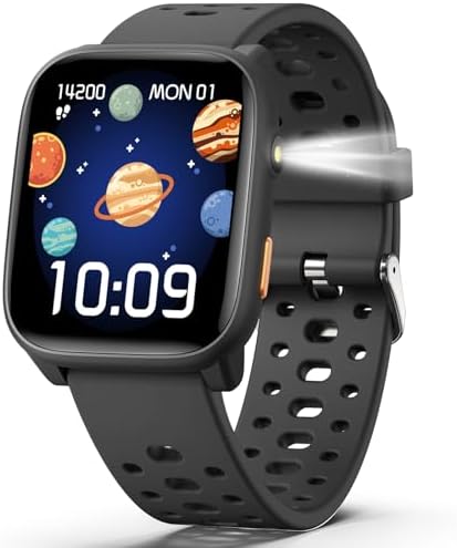 Kids Smart Watch with Puzzle Games 1.83" Kids Watches Heart Rate Sleep Monitor Pedometer Alarm Clock Flashlight Gift for 6-16 Year Old Boys Girls Toys