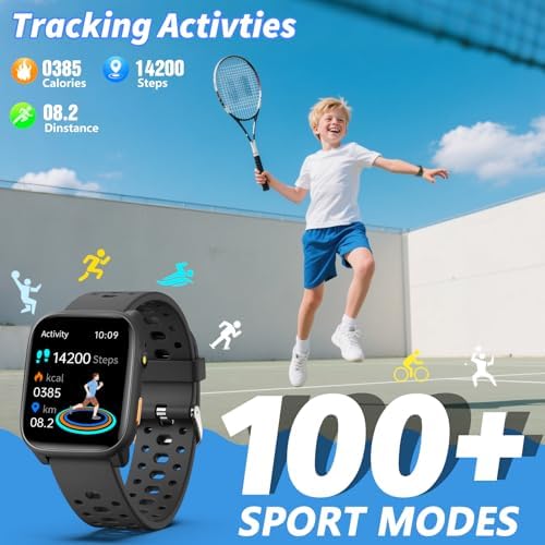 Kids Smart Watch With Puzzle Games 1.83" Kids Watches Heart Rate Sleep Monitor Pedometer Alarm Clock Flashlight Gift For 6-16 Year Old Boys Girls Toys