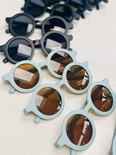 Kids Sunglasses 2 Pieces Round Retro Style For Boys And Girls And Baby Age 1-8 UV 400