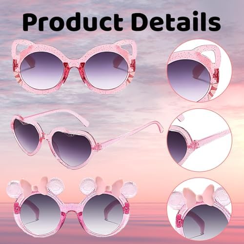 Kids Sunglasses Girls Kids Sunglasses Pink Cat Ears Mouse Ears Glasses 2 Styles Cute For Outdoor Beach Party 80s Fancy Dress Girl Boy Gifts