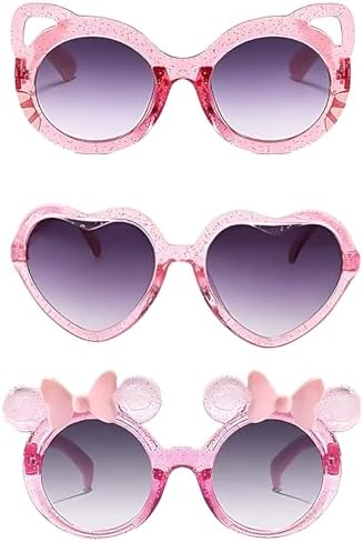 Kids Sunglasses Girls Kids Sunglasses Pink Cat Ears Mouse Ears Glasses 2 Styles Cute for Outdoor Beach Party 80s Fancy Dress Girl Boy Gifts