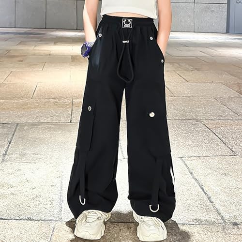 Kids Sweatpants Girls Cargo Pants High Waist Wide Leg Joggers For Casual Dance And Outdoor Activities