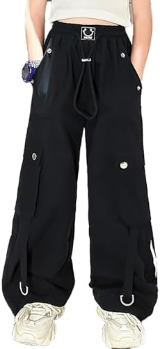 Kids Sweatpants Girls Cargo Pants High Waist Wide Leg Joggers for Casual Dance and Outdoor Activities