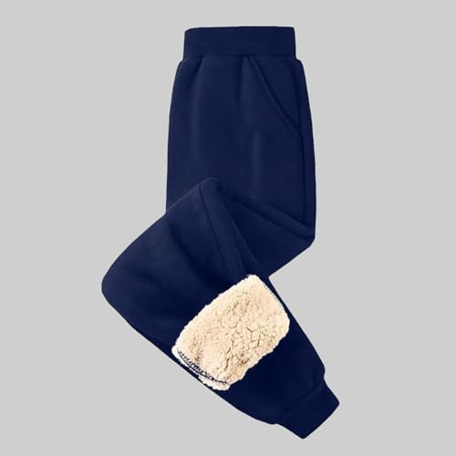 Kids Thick Warm Trousers Unisex Boys Girls Fleece Lined Jogger Sweatpants Sports PE Joggers Classic Bottom Jog Pants Cotton Winter Thermal Jogging Trouser Tracksuit Bottom Pant Childrens Activewear