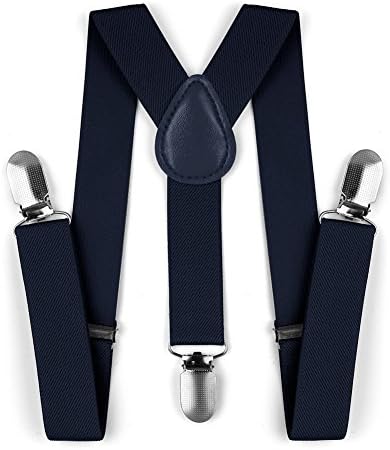 Kids Toddler Adjustable Elastic Fashion Suspenders Bow Tie Necktie Set (Navy)