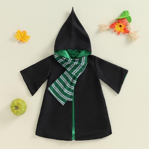 Kids Toddler Baby Girl Boy Wizard Costume Long Sleeve Hooded Robe Infant Halloween Outfits