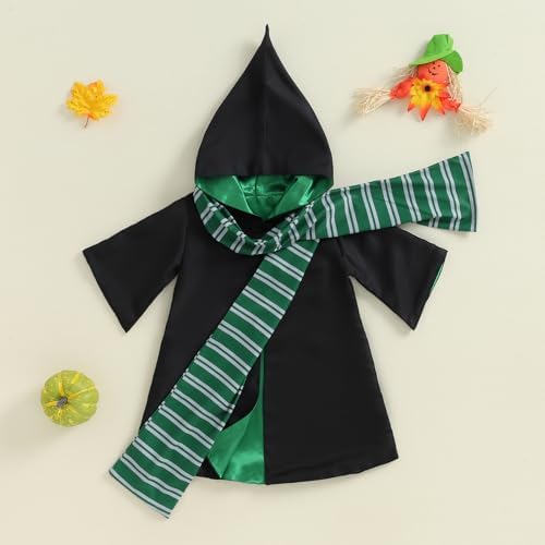 Kids Toddler Baby Girl Boy Wizard Costume Long Sleeve Hooded Robe Infant Halloween Outfits