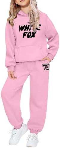 Kids Tracksuit Full Set 2 Piece Girls Boys Oversized Outfit Long Sleeve Sweatshirts Hoodie and Loose Sweatpants Bottom Jogging Pants Back to School Activewear