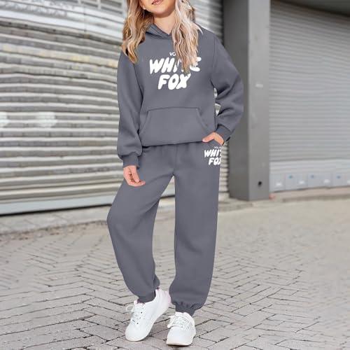 Kids Tracksuit Full Set For Boys Girls 2 Piece Sportwear Long Sleeve Oversized Hoodded Sweatshirts And Sweatpants Loose Tracksuit Bottoms Casual Jumper Gym Set Activewear