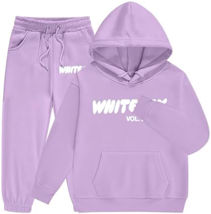 Kids Tracksuit Full Set UK 2 Piece Oversized Outfit Long Sleeve Pullover Jumper Hoodie And Loose Sweatpants Bottom Jogging Pants Casual Sweatshirt Set For Boys And Girls Y2K Gym Activewear