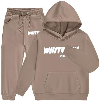 Kids Tracksuit Sets 2 Piece Girls Boys Sportswear Set Long Sleeve Fox Letter Print Hoodie and Bottom Jogging Pants with Pockets Comfortable Loungewear Sets for Everyday