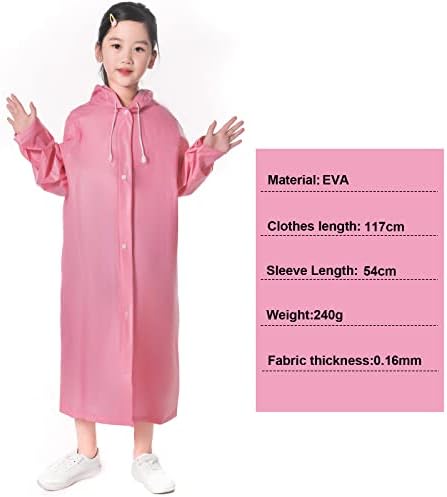 Kids Waterproof Rain Coat EVA Rain Poncho With Hood For Girls Boys Children Raincoat With School Bag Cover Toddler Rainwear Rain Jacket Cape For Outdoor Cycling Hiking Camping Climbing