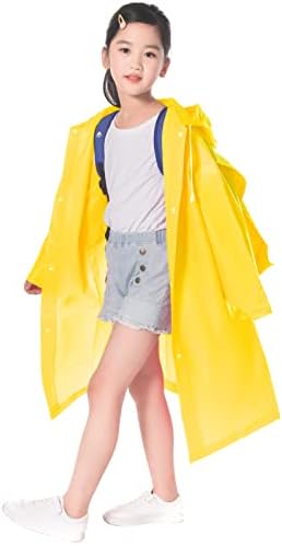 Kids Waterproof Rain Coat EVA Rain Poncho with Hood for Girls Boys Children Raincoat with School Bag Cover Toddler Rainwear Rain Jacket Cape for Outdoor Cycling Hiking Camping Climbing