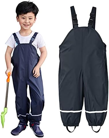 Kids Waterproof Trousers Waterproof Dungarees With Pocket Adjustable Straps Overalls Solid Color Rain Pants Outdoor Rainy Day Daily Essentials Casual Wear Children Kid Outwear Waterproof Trousers