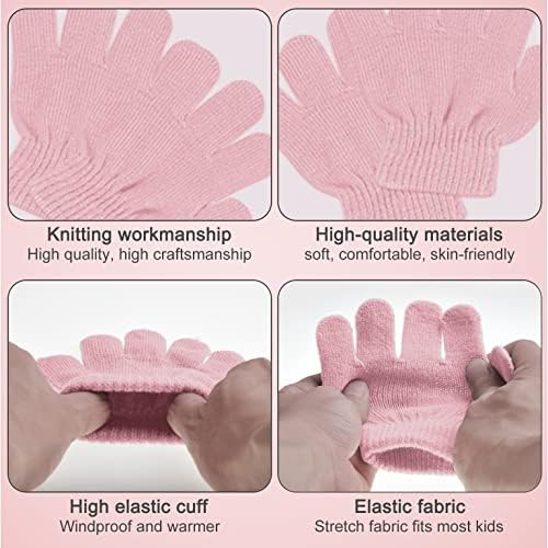 Kids Winter Beanie Hat Scarf Gloves Set 3 In1 3Pcs Knit Warm Toddler Winter Cap Gloves Neck Warmer For Boys Girls 1-6 Year Winter Accessories Sets For Children Outdoor Sports