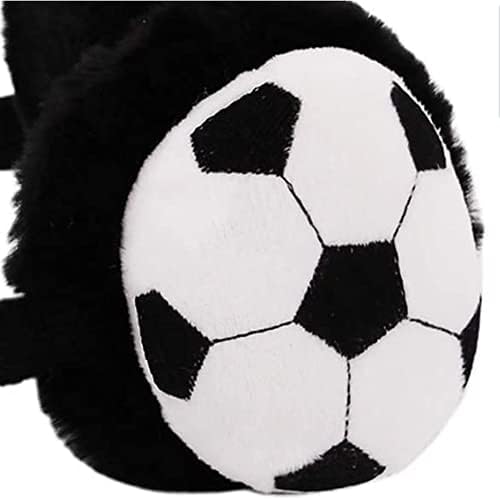Kids Winter Furry Earmuffs Plush Football Pattern Ear Warmer Cold Weather Warm Outdoor Activities Earflap Ear Protector For Boys Girls Baby Toddlers World Cup Soccer Event Football Party Accessories