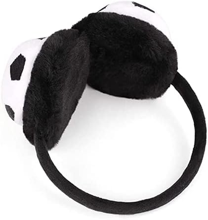 Kids Winter Furry Earmuffs Plush Football Pattern Ear Warmer Cold Weather Warm Outdoor Activities Earflap Ear Protector For Boys Girls Baby Toddlers World Cup Soccer Event Football Party Accessories