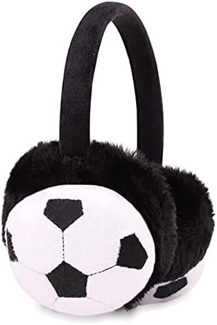 Kids Winter Furry Earmuffs Plush Football Pattern Ear Warmer Cold Weather Warm Outdoor Activities Earflap Ear Protector For Boys Girls Baby Toddlers World Cup Soccer Event Football Party Accessories