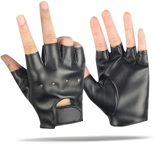 Kids Winter Gloves – Black Leather Fingerless Gloves Full Finger Thermal Warm Glove for Boys Girls Hand Warm for Sports Cycling Costume