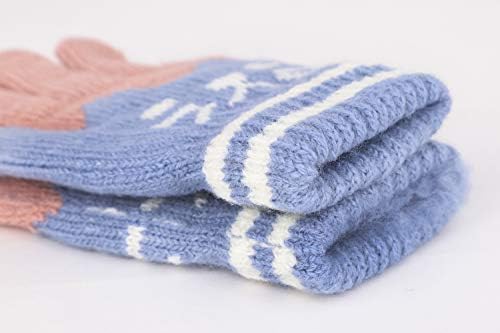 Kids Winter Soft Warm Knitted Gloves Mittens Cat Looking Thermal Full Finger Wrist Gloves Handwear Elastic Handwarmer Snowboard Skiing Winter Outdoor Costume Children 3-7 Years Old