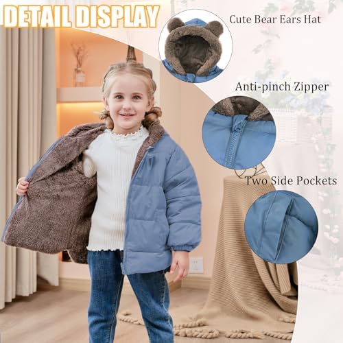 Kids4ever Baby Toddler Winter Fleece Coat Boys Girls Cute Bear Ear Hooded Jackets With Pockets 6 Months-5 Years