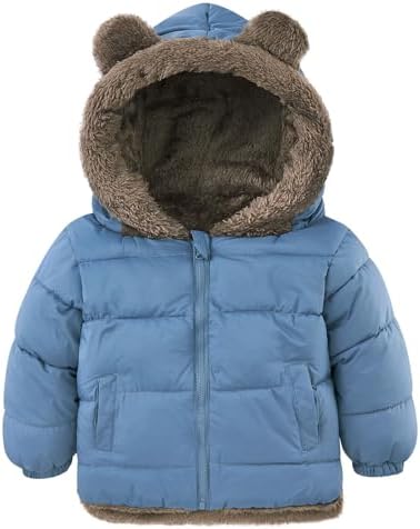 Kids4ever Baby Toddler Winter Fleece Coat Boys Girls Cute Bear Ear Hooded Jackets with Pockets 6 Months-5 Years