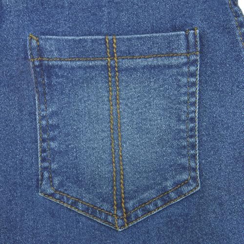 KIDSCOOL SPACE Boys Denim Overalls Ripped Holes Elastic Band Inside Jeans Workwear Blue 6-14 Years