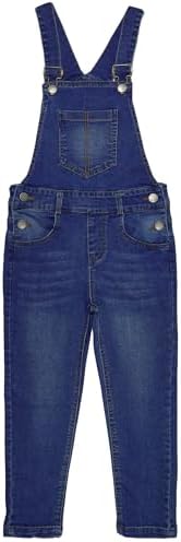 KIDSCOOL SPACE Boys Denim Overalls Ripped Holes Elastic Band Inside Jeans Workwear Blue 6-14 Years