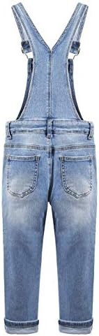 KIDSCOOL SPACE Girl Denim Overalls Little Big Kid Ripped Jean Workwear