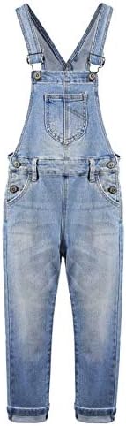 KIDSCOOL SPACE Girl Denim Overalls Little Big Kid Ripped Jean Workwear