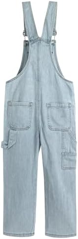 KIDSCOOL SPACE Kids Denim Bib Overalls Little Big Kids 3 Buttons Both Sides Jean Dungarees Pants